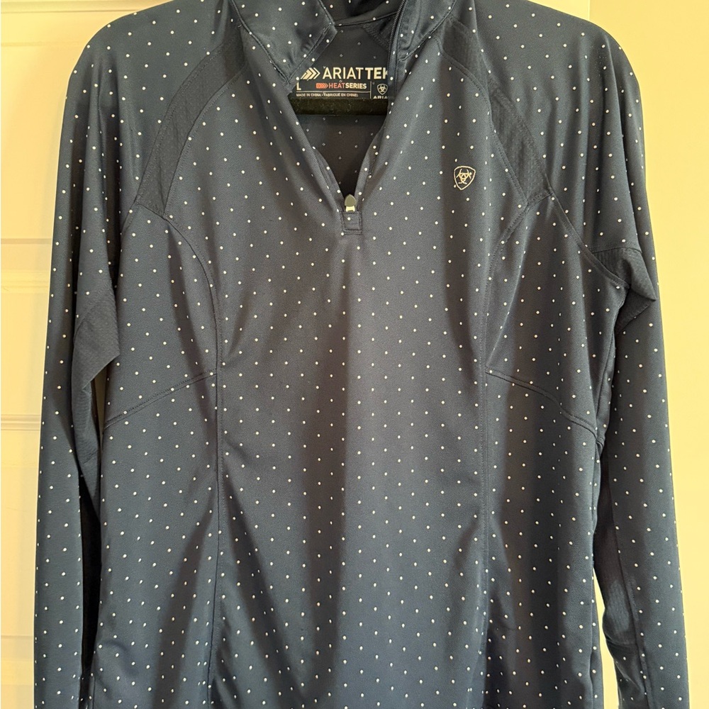 Ladies Ariat Sunstopper 1/4 zip Navy w/ White Dots